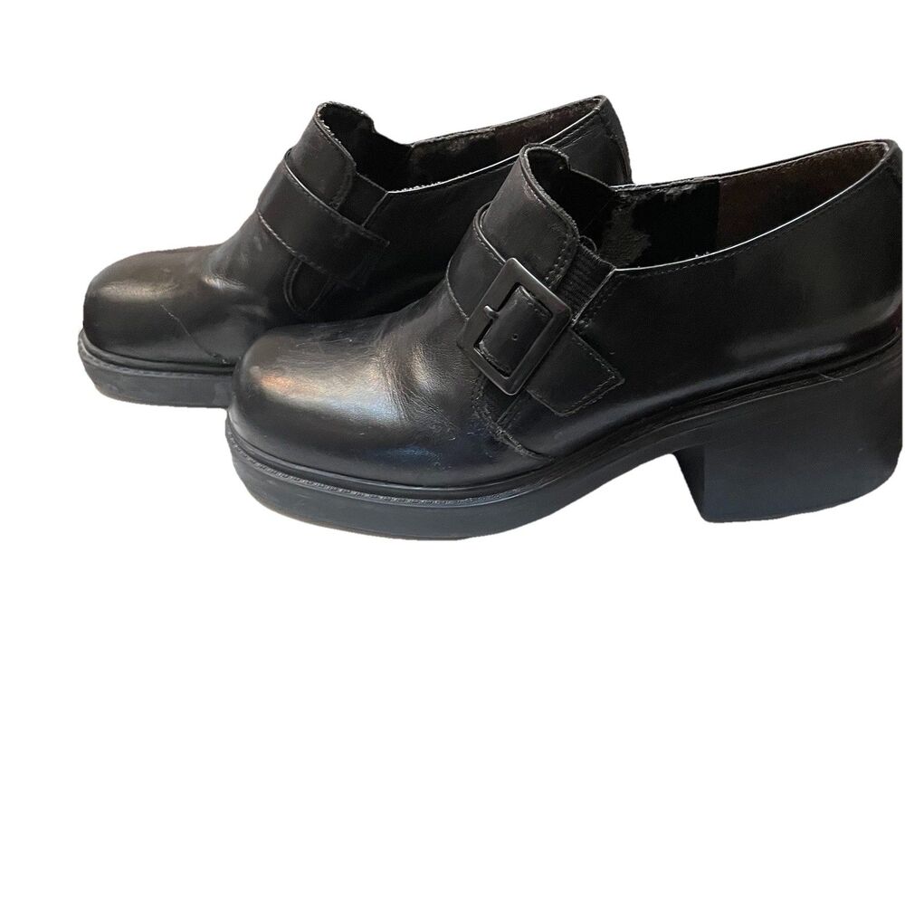 Vtg Y2K 90s Goth Grunge Chunky Loafers Nine West Cloud 9 Buckle Shoes 7.5 2000s
